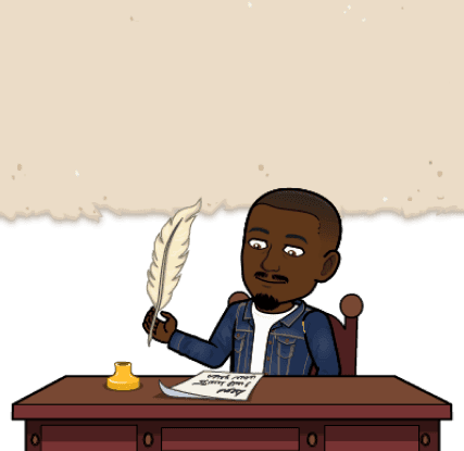 Bitmojie of Munya on a desk